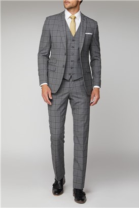  Soft Grey Check Tailored Fit Jacket