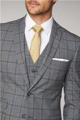  Soft Grey Check Tailored Fit Jacket