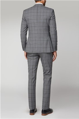  Soft Grey Check Tailored Fit Jacket