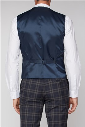  Navy Brown Bold Check Tailored Fit waistcoat