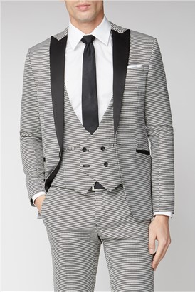  Black Puppytooth Checked Skinny Fit Mens Suit Jacket