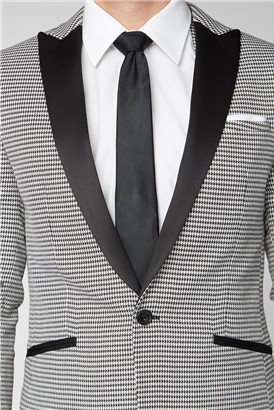  Black Puppytooth Checked Skinny Fit Mens Suit Jacket