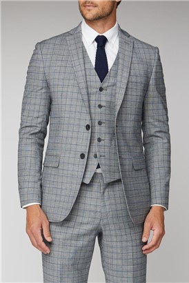  Cool Grey Blue Check Waistcoat