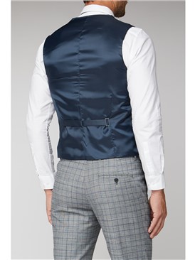  Cool Grey Blue Check Waistcoat