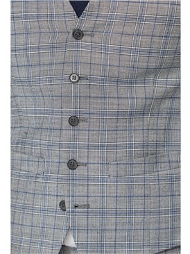  Cool Grey Blue Check Waistcoat