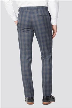  Grey Blue Check Tailored Fit Suit Trouser