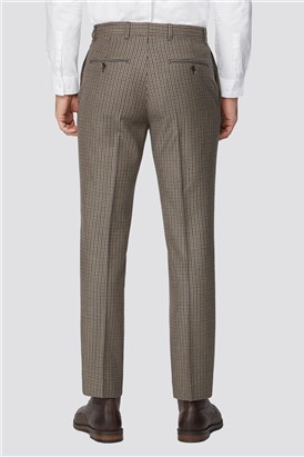 Stone Micro Checked Tailored Fit Suit Trouser