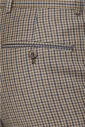 Stone Micro Checked Tailored Fit Suit Trouser