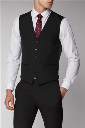  Black Plain Suit Waistcoat