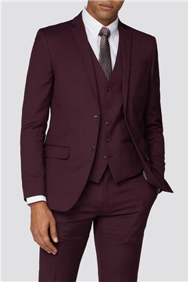  Slim Fit Burgundy Plain Suit Jacket