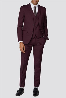  Slim Fit Burgundy Plain Suit Jacket