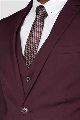  Slim Fit Burgundy Plain Suit Jacket