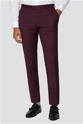  Burgundy Plain Slim Fit Suit Trouser