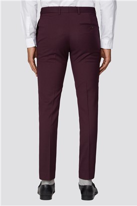  Burgundy Plain Slim Fit Suit Trouser