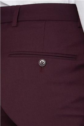  Burgundy Plain Slim Fit Suit Trouser