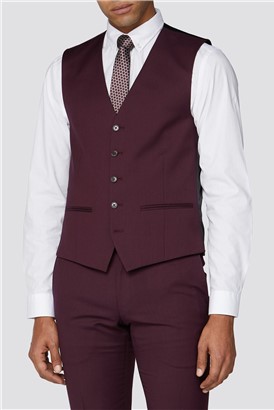  Burgundy Plain Waistcoat