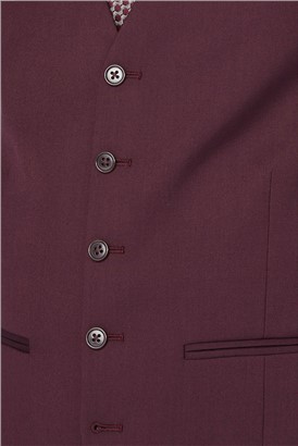  Burgundy Plain Waistcoat