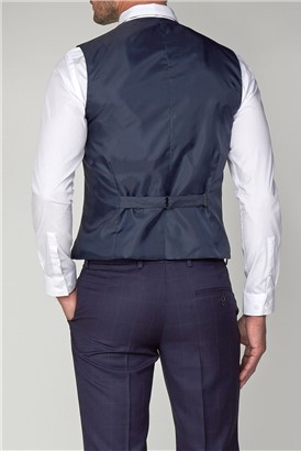  Navy with Rust Windowpane Check Waistcoat