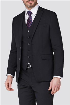 Stvdio Black Textured Performance Tailored Fit Suit Jacket