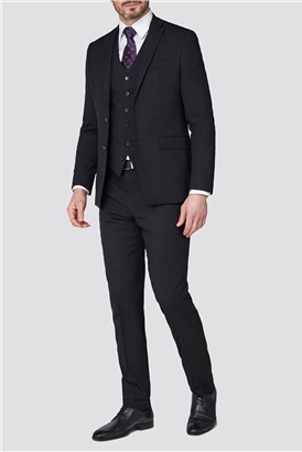 Stvdio Black Textured Performance Tailored Fit Suit Jacket