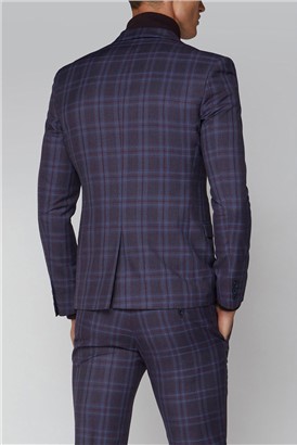  Purple Check Skinny Fit Suit Jacket