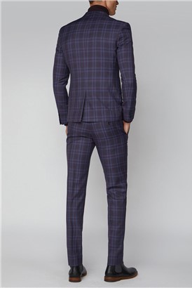  Purple Check Skinny Fit Suit Jacket