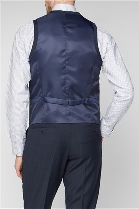  Navy & Red Checked Travel Waistcoat