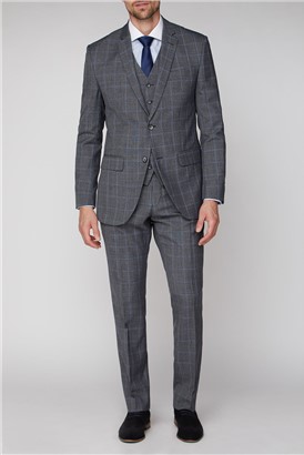  Grey Windowpane Check Soho Suit Jacket