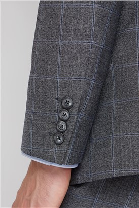  Grey Windowpane Check Soho Suit Jacket