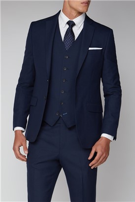 Stvdio Blue Scratch Texture Slim Fit Ivy League Suit Jacket