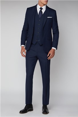 Stvdio Blue Scratch Texture Slim Fit Ivy League Suit Jacket