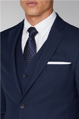 Stvdio Blue Scratch Texture Slim Fit Ivy League Suit Jacket