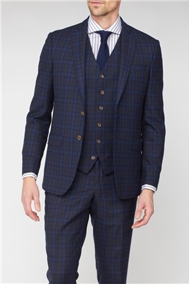 Stvdio Blue Green Jaspe Check Ivy League Suit Jacket