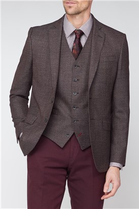 Stvdio Burgundy Textured Ivy League Suit Jacket