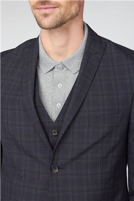 Deep Blue Check Super Slim Fit Suit