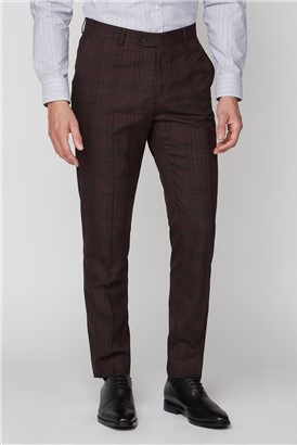 Burgundy Check Super Slim Fit Brit Trousers