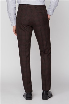 Burgundy Check Super Slim Fit Brit Trousers