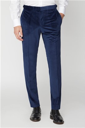  Bright Blue Velvet Slim Fit Trousers