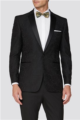 Black Jacquard Regular Fit Jacket