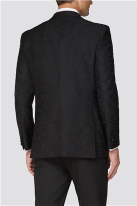 Black Jacquard Regular Fit Jacket