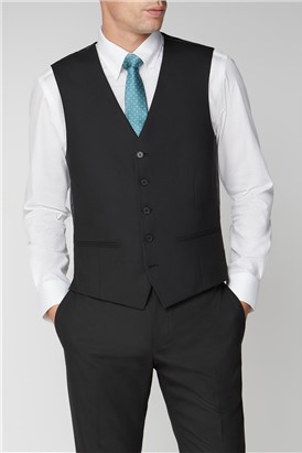  Black Stretch Slim Fit Suit Waistcoat