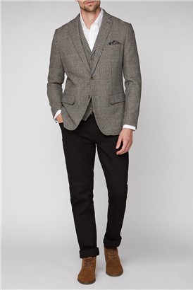 Stvdio Brown Prince of Wales Check Blazer