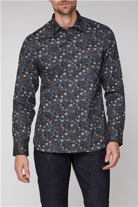 Stvdio Casual Black Large Floral Shirt