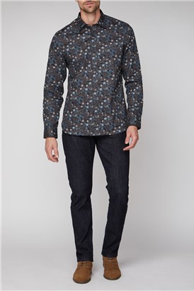 Stvdio Casual Black Large Floral Shirt