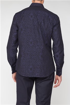 Black Large Black Floral Jacquard Shirt