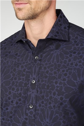 Black Large Black Floral Jacquard Shirt