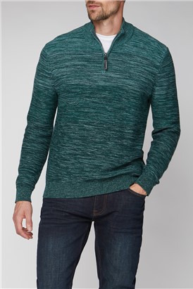  Green Space Dye Half Zip Jumper