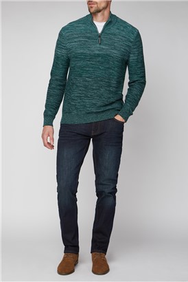  Green Space Dye Half Zip Jumper