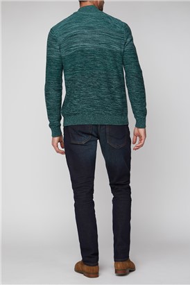  Green Space Dye Half Zip Jumper