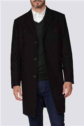 Racing Green Black Wool Blend Overcoat SuitDirect